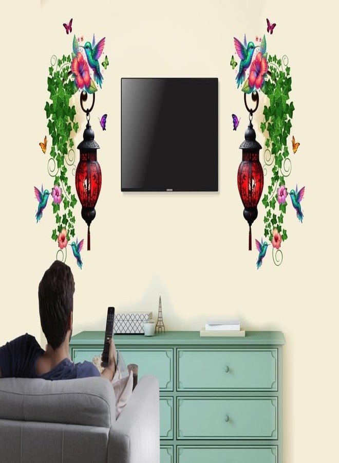DivineDesigns ملصقات جانبية للتلفزيون من تصميم DivineDesigns على شكل أغصان فانوس أحمر - Image 1